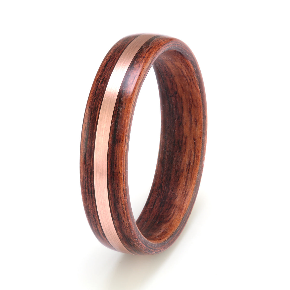 Men s Wooden Wedding Rings UK Cocobolo with Rose Gold