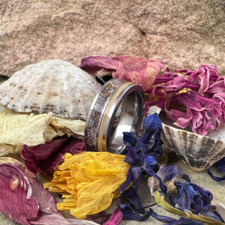 Eco Wood Rings | Bespoke Men's Engagement Ring | Dried Flowers