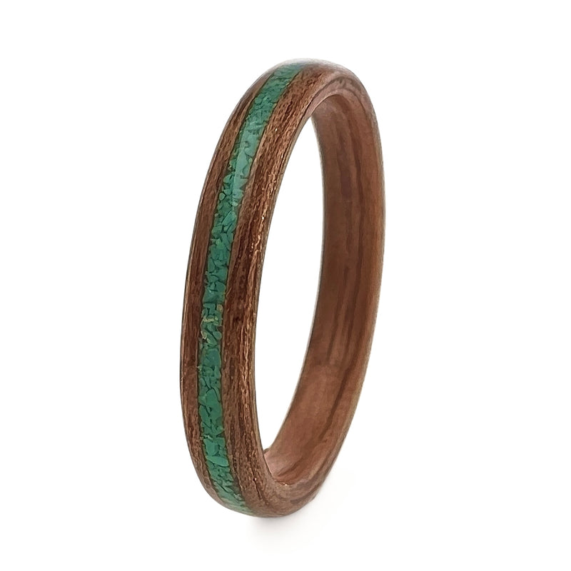 Walnut Ring with Turquoise - IN STOCK - Size N