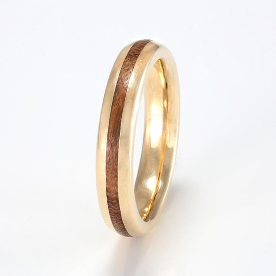 9ct Yellow Gold with Walnut - IN STOCK - Size N
