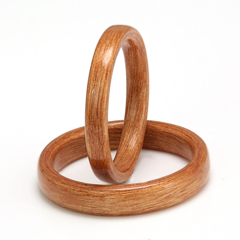 Bentwood ring set | Plain apple wood rings | 3mm and 4mm wide | by Eco Wood Rings | Wedding rings | Promise rings