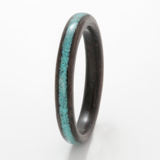 Bogwood Ring 3mm with Turquoise