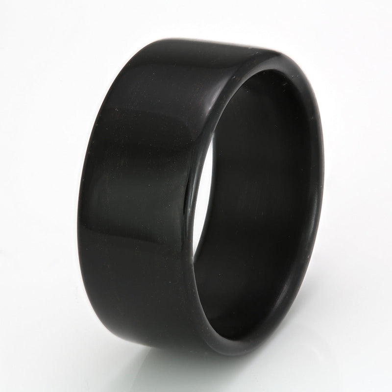 Minimalist wedding ring | 10mm wide ebony bentwood ring | by Eco Wood Rings UK | Wide wedding rings for men and women