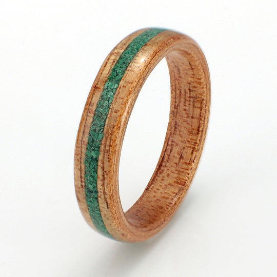 Koa Ring 4mm with Malachite