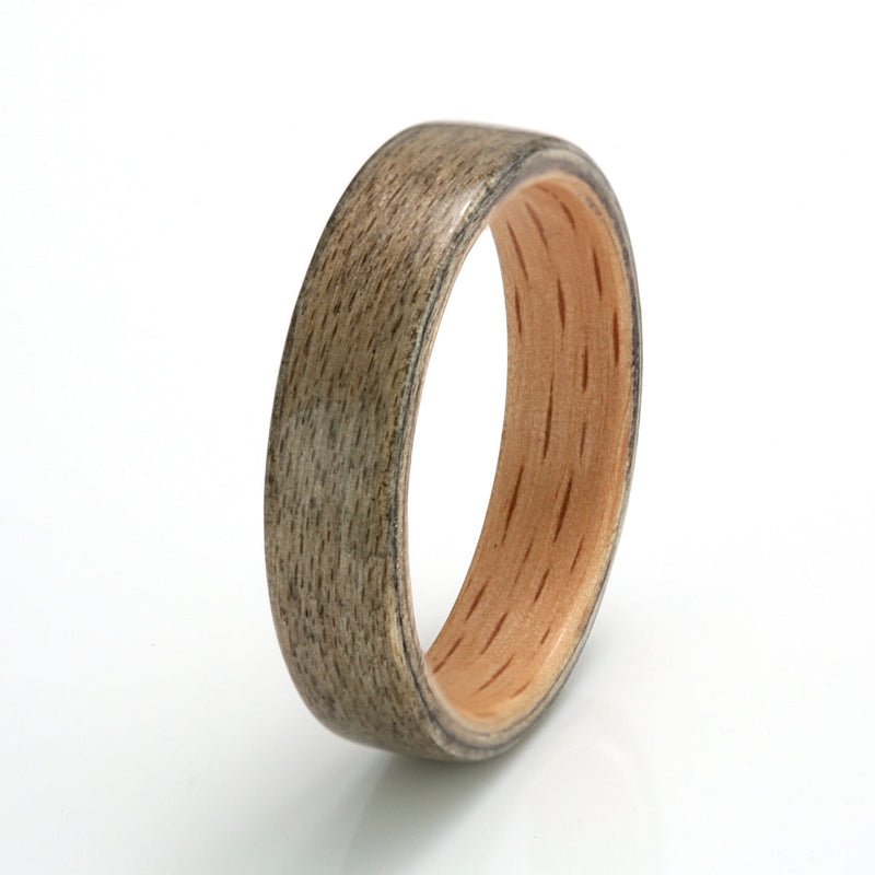 Greyed Simple Wedding Rings by Eco Wood Rings | Greyed Maple & Oak