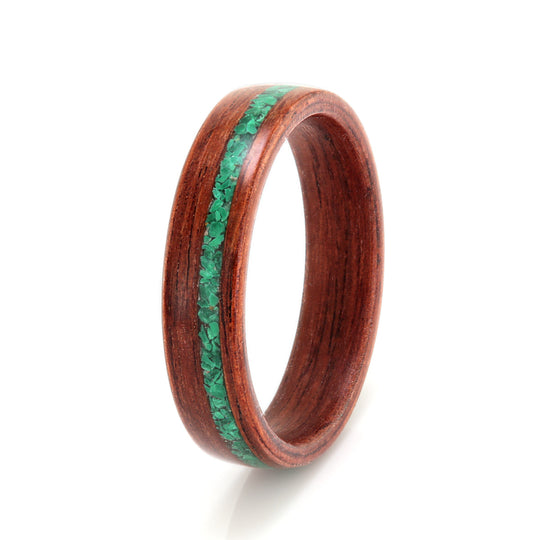 Honduras Rosewood Ring 4mm with Malachite