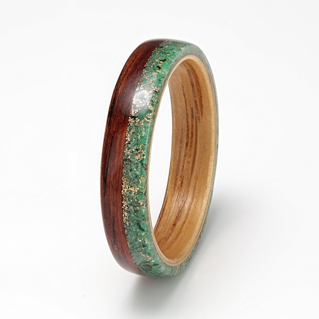 Wood and jade ring discount