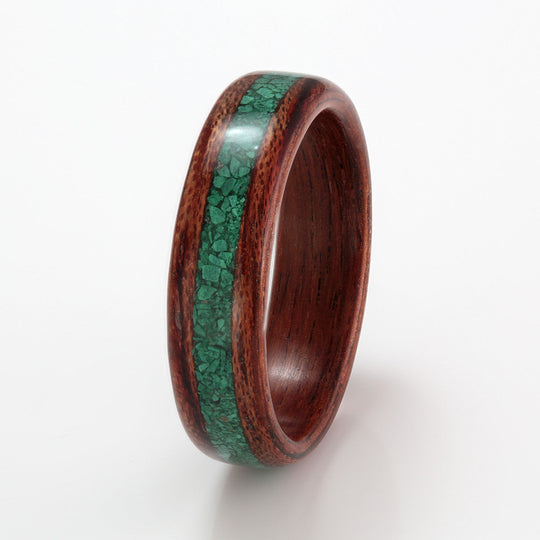 Honduras Rosewood Ring 5mm with Malachite