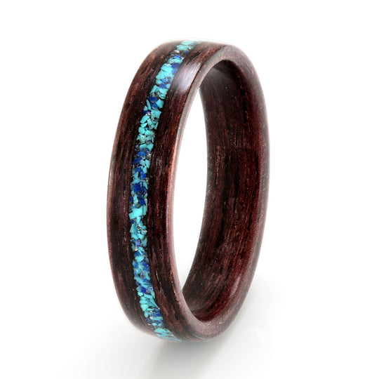 Indian Rosewood with Lapis Lazuli, Turquoise, Sapphire & Sea Glass