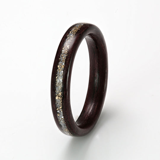Indian Rosewood Ring 3mm with Mother of Pearl & Gold Shavings