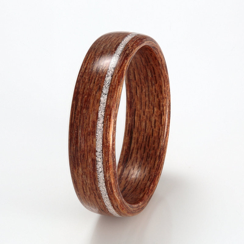 Keruing Ring 6mm with Stone by Eco Wood Rings