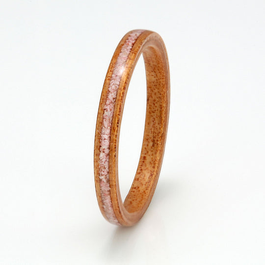Koa Ring 3mm with Salt Stone
