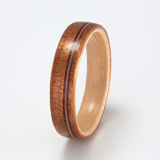 Koa Ring 5mm with Maple & Guitar String