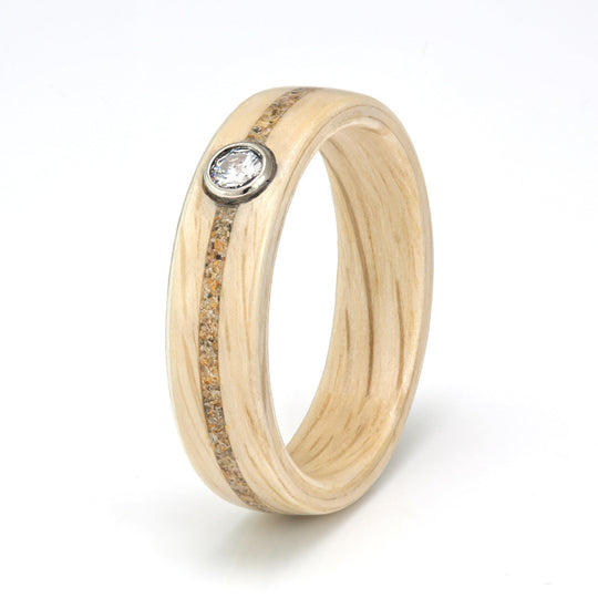 Oak Ring 4.5mm with Sand & Moissanite