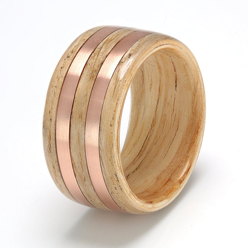 Oak Ring 10mm with Rose Gold by Eco Wood Rings