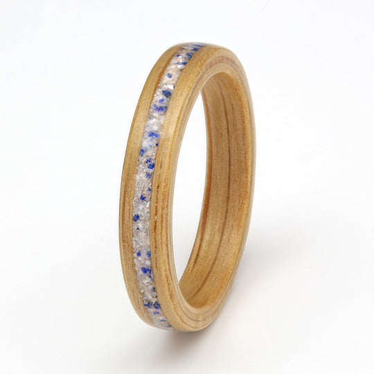 Oak Ring 3mm with Mother of Pearl & Lapis Lazuli