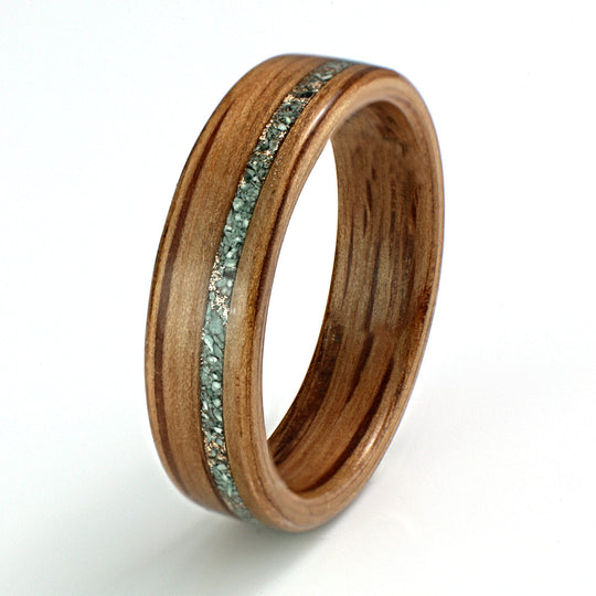 Oak Ring 5.5mm with Volcanic Stone & Gold Shavings