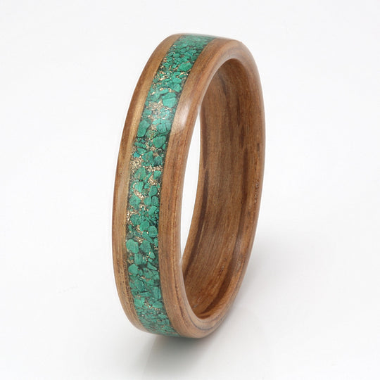 Oak Ring 5mm with Malachite & Gold Shavings