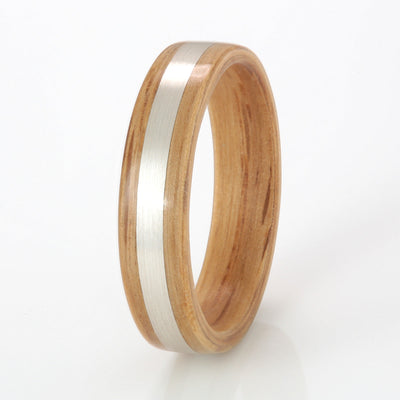 Oak Ring 5mm with Silver by Eco Wood Rings