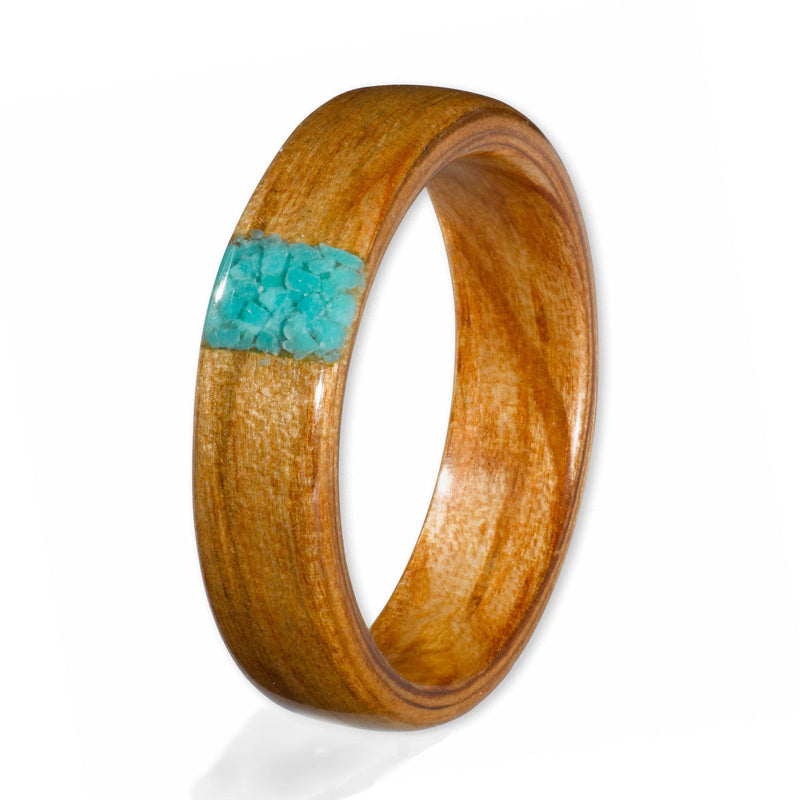 Oak Ring 5mm with Turquoise by Eco Wood Rings