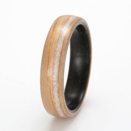 Oak Ring 5mm with Bogwood & Mother of Pearl
