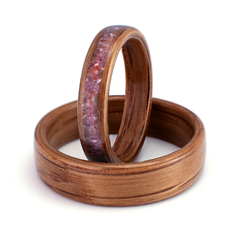 Oak & Amethyst Set by Eco Wood Rings