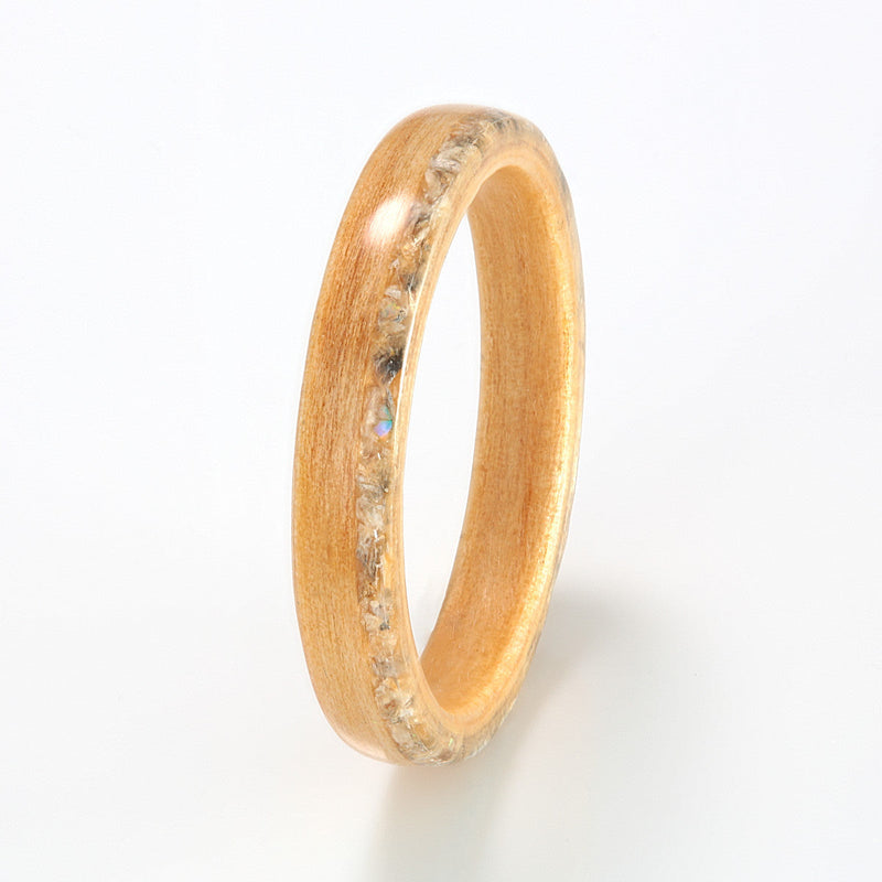Pine with Opal & Shell by Eco Wood Rings