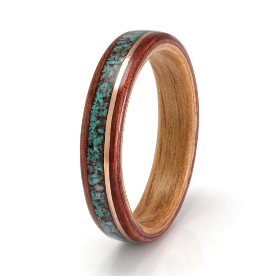 Redwood with Oak, Rose Gold, Aquamarine & Turquoise
