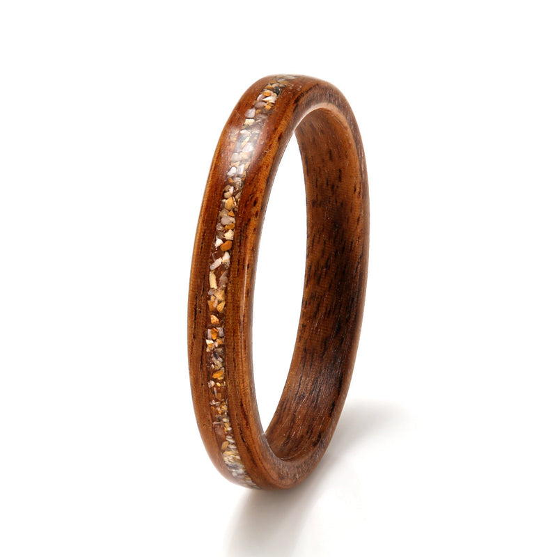 Rosewood with Pebble by Eco Wood Rings