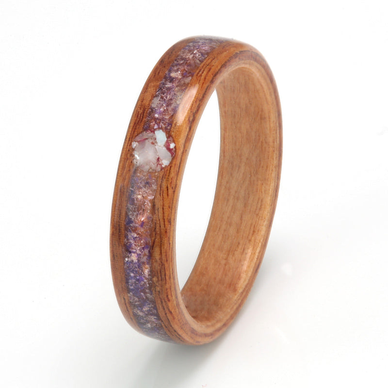 Rosewood with Cherry, Amethsyt, Petal & Mother of Pearl by Eco Wood Rings