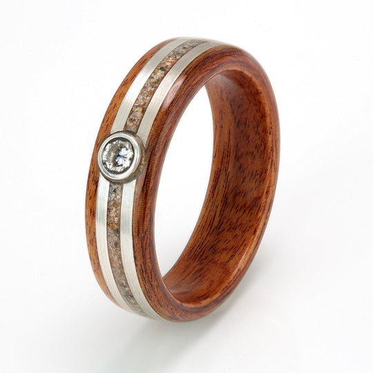 Rosewood with Sand, Shell, Silver & Moissanite