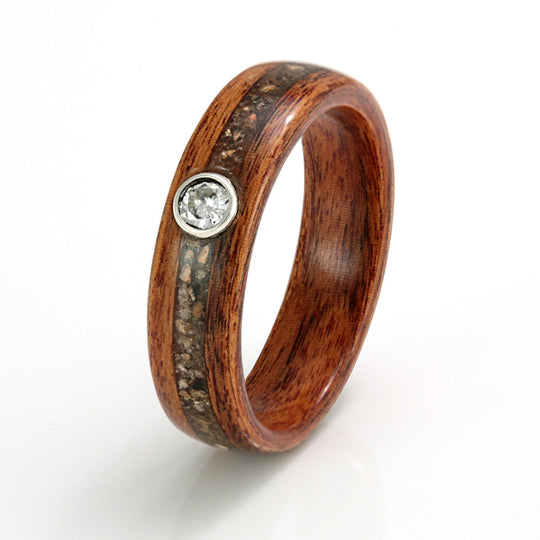 Rosewood with Sand, Pebble & Moissanite