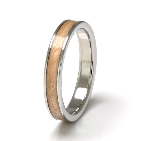Steel Ring 3mm Flat Light with Wide Wood Inlay