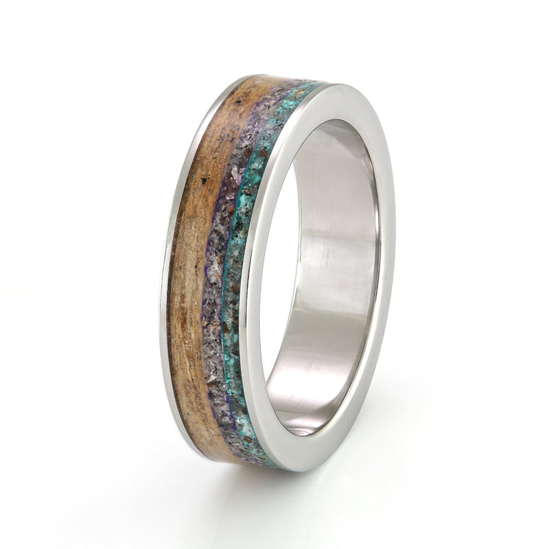 Steel with Oak & Mixed Inlay by Eco Wood Rings