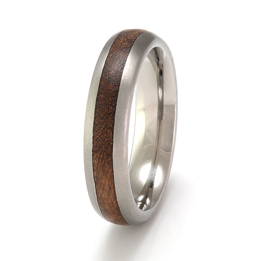 Titanium Ring with Rosewood - IN STOCK - Size N 1-2