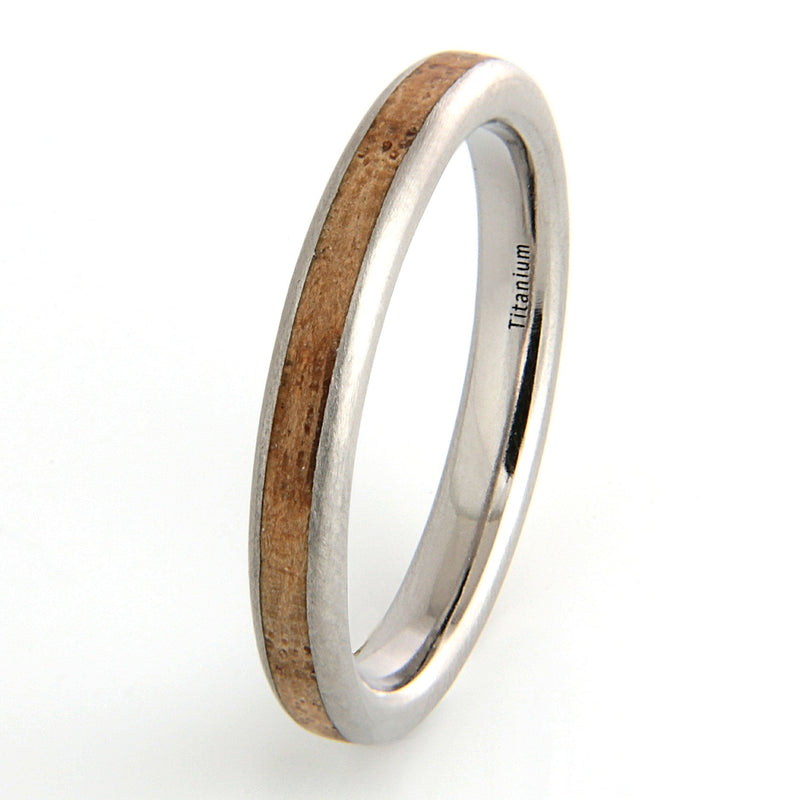 Titanium Ring 3mm Rounded with Wood Inlay by Eco Wood Rings