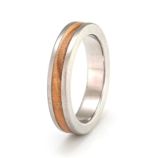 Titanium Ring 4mm Flat with Wood Inlay