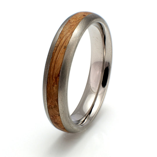 Titanium Ring 5mm Rounded with Wood Inlay