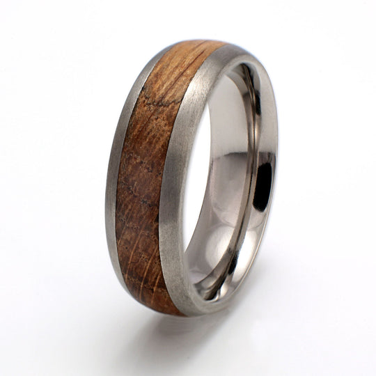 Titanium Ring 7mm Rounded with Wood Inlay