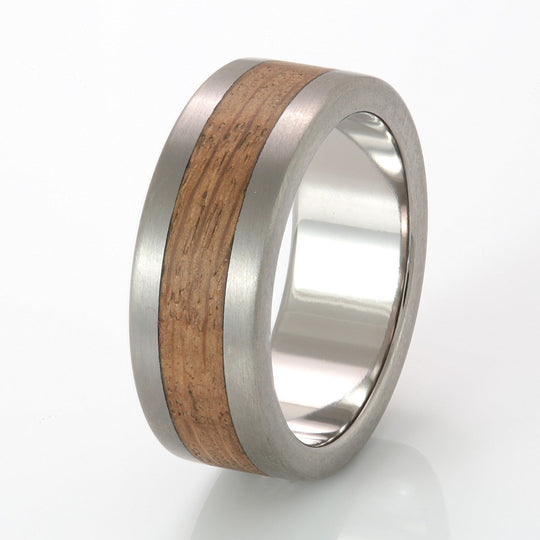 Titanium Ring 8mm Flat with Wood Inlay