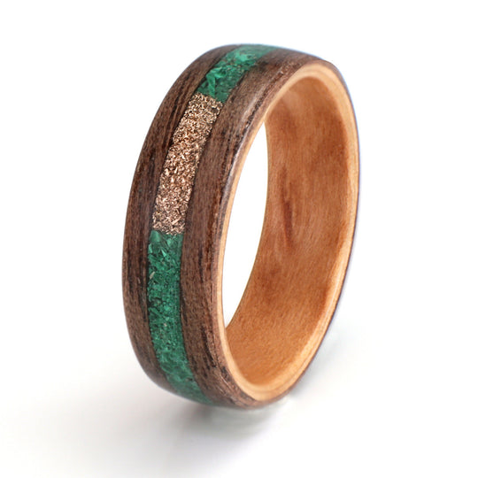 Walnut with Silver Birch, Malachite & Gold Shavings