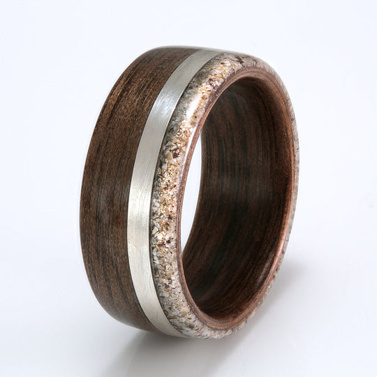 Walnut with Silver, Sand, Shell & Stone
