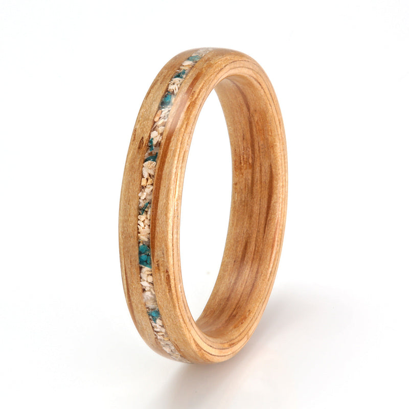 Oak with Stone, Shell & Glass by Eco Wood Rings