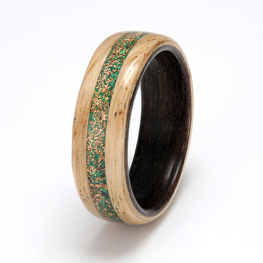 Oak with Bogwood, Labradorite, Malachite & Gold Shavings